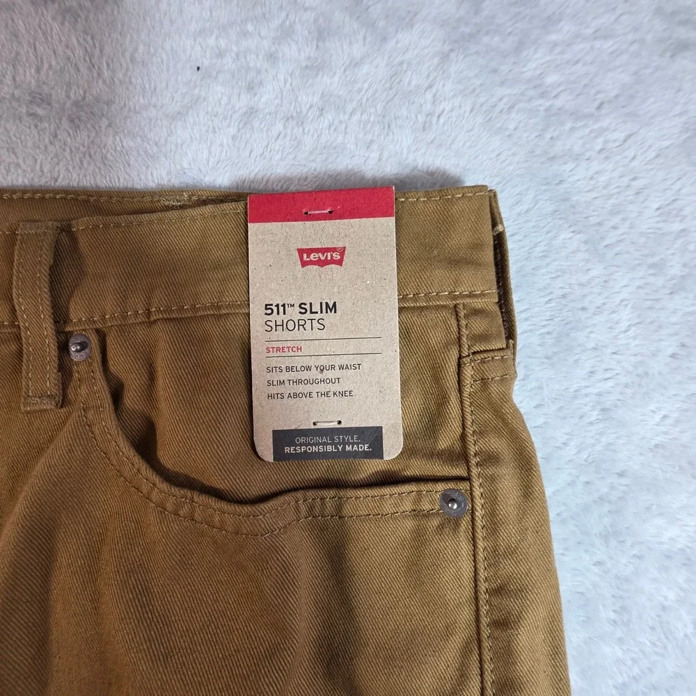 Levi's Men's 511 Slim Cut-Off Stretch Twill Shorts Brown Size 38 NWT‎